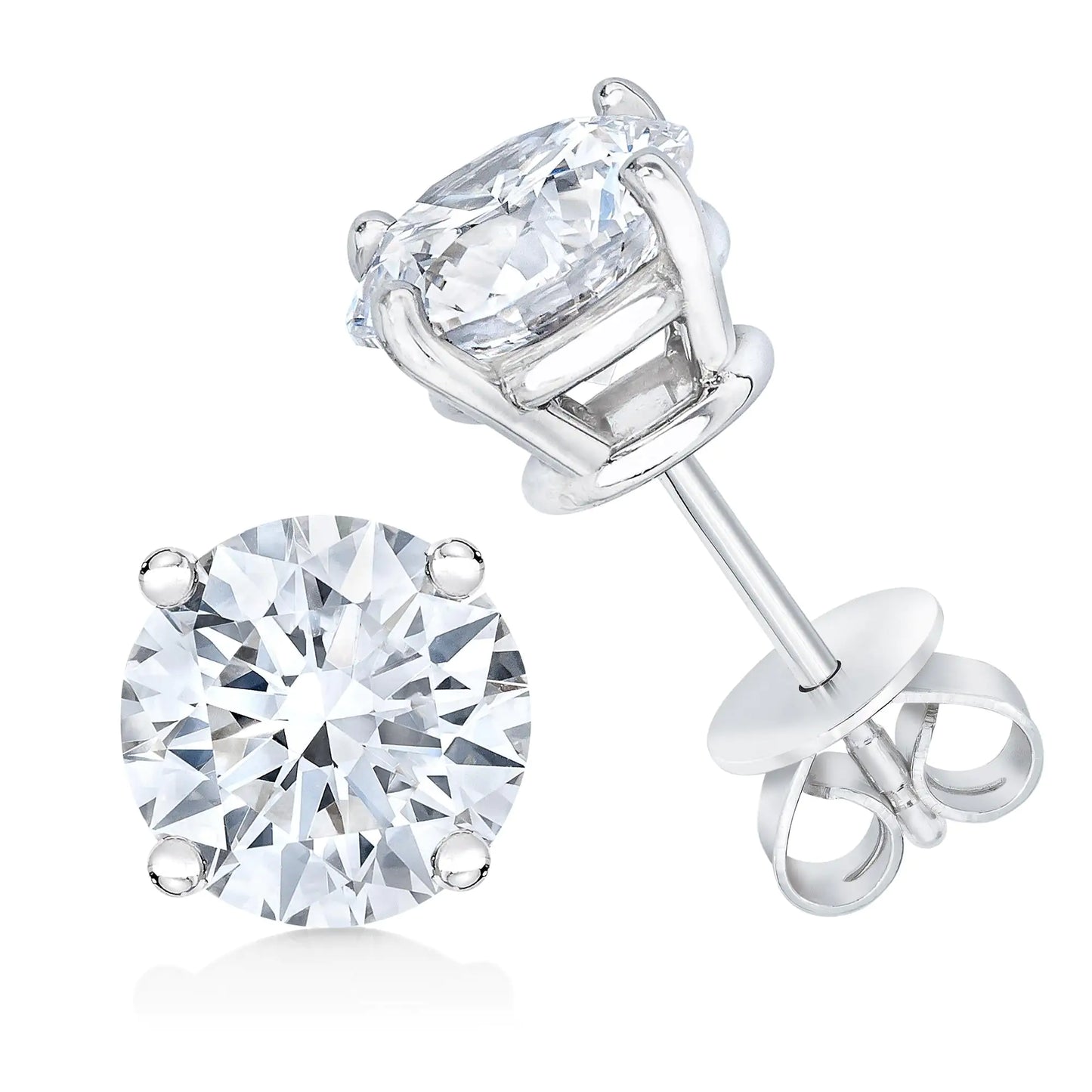 14K White Gold 1/2 Cttw 4-Prong Set Brilliant Round-Cut Solitaire Lab Grown Diamond Push Back Stud Earrings (F-G Color, VS2-SI1 Clarity) - Anti Spier 