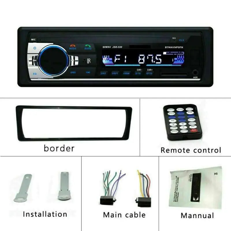 Bluetooth Car Stereo Audio In-Dash FM Aux Input Receiver SD USB MP3 Radio Player